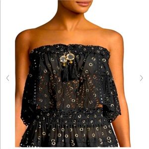 Ramy Brook new small black crop top metallic with tags embellished